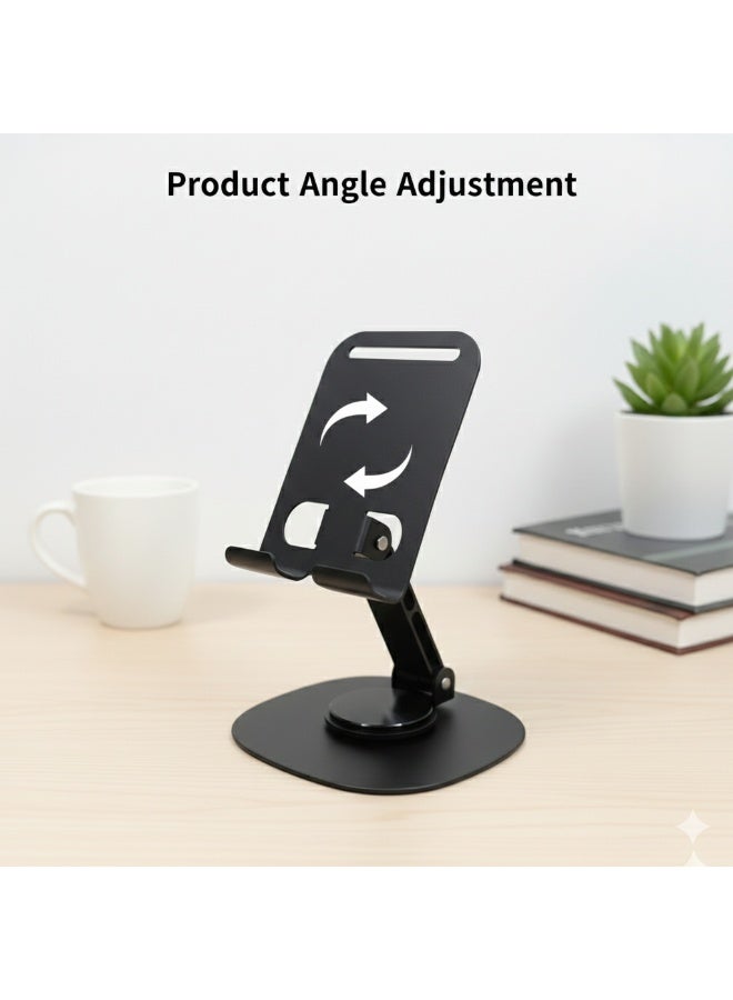 أكاليكس حامل هاتف محمول من الفولاذ الكربوني، حامل هاتف محمول متعدد الوظائف قابل للتعديل بزاوية 360 درجة، حامل هاتف قابل للطي، ثابت ومضاد للانزلاق (أسود) - Image 5